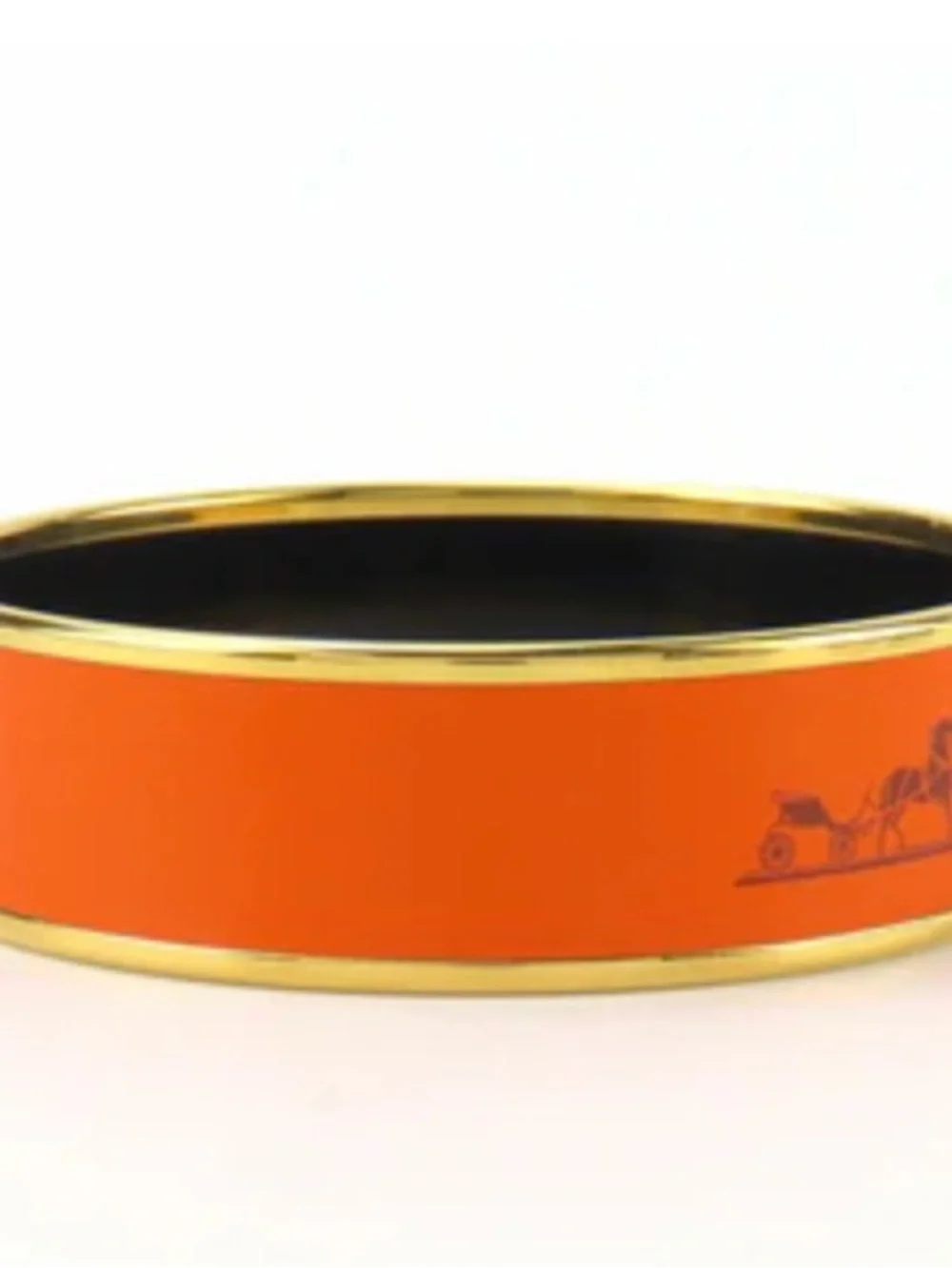 Orange enamel and gold-tone bangle bracelet